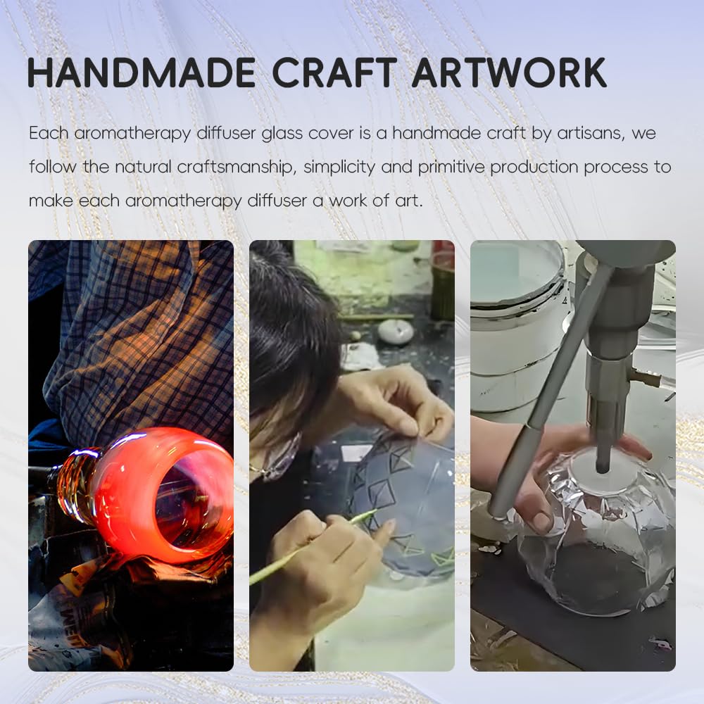 Youenkity Essential Oil Diffuser, Glass Ultrasonic Aromatherapy Diffuser with 7 Color LED Lights